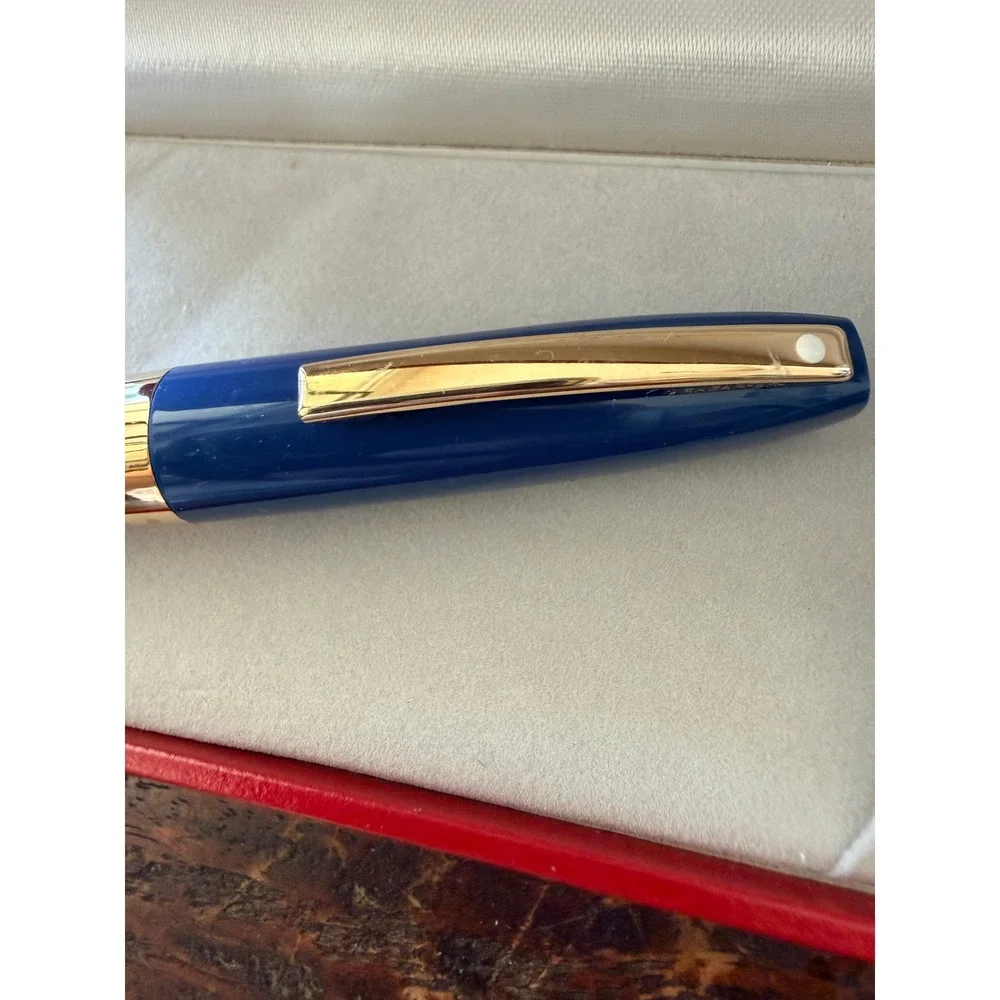 Sheaffer Triumph Imperial Fountain Pen Blue Gold Fine Nib Box Papers 1990s